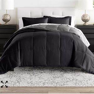 Classic Reversible Black Comforter Set - Modern Microfiber